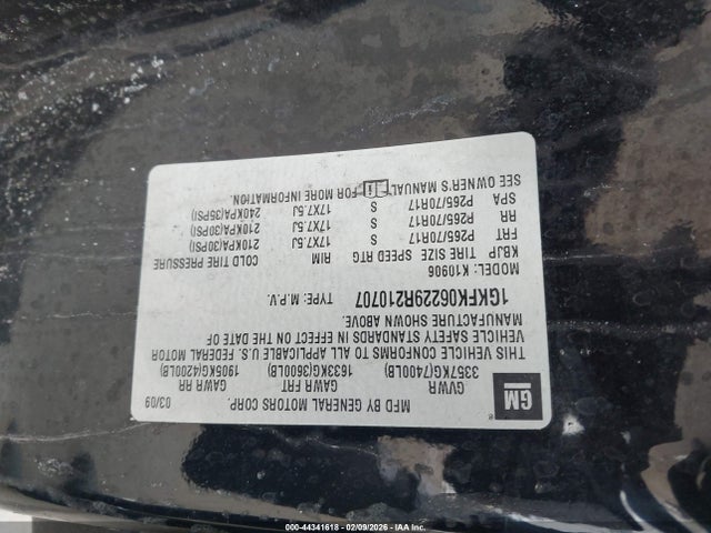 2009 Gmc Yukon Xl 1500 Denali მანქანა იყიდება აუქციონზე, vin: 1GKFK06229R210707, აუქციონის ნომერი: 44341618