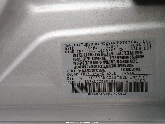 3N1AB8CVXMY275460 Nissan Sentra Sv Xtronic Cvt