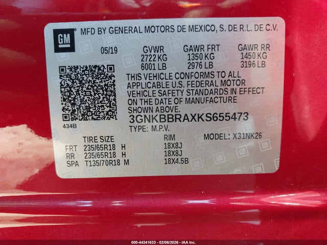 3GNKBBRAXKS655473 Chevrolet Blazer