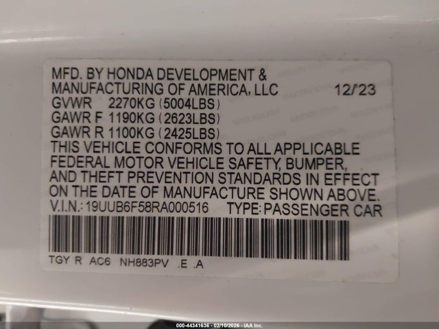 Продажа на аукционе авто 2024 Acura Tlx A-spec Package, vin: 19UUB6F58RA000516, номер лота: 44341636