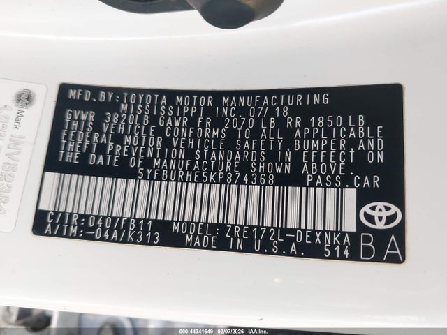 Toyota COROLLA LE 2019 5YFBURHE5KP874368 Image 9