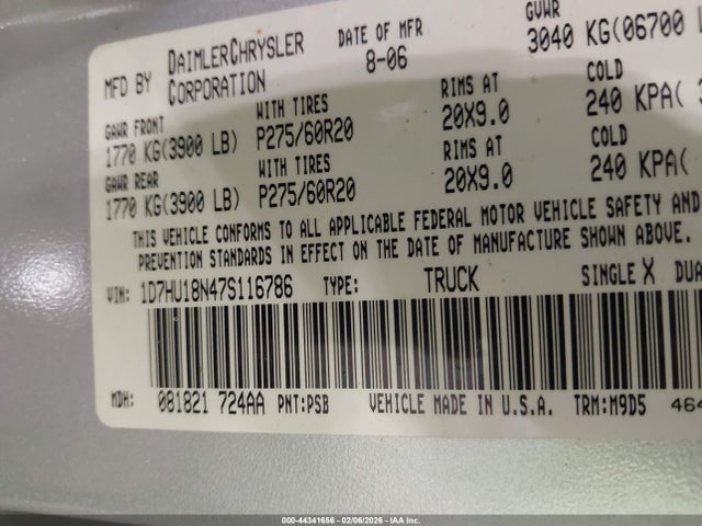 2007 DODGE RAM 1500 1D7HU18N47S116786 Photo 8