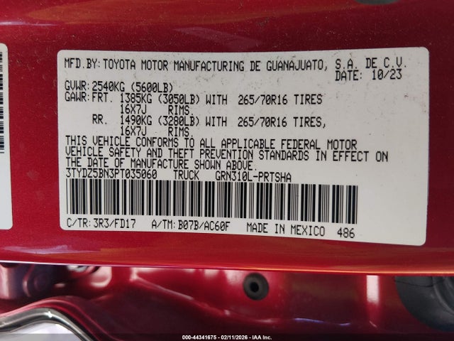 3TYDZ5BN3PT035060 Toyota Tacoma Trd Off Road