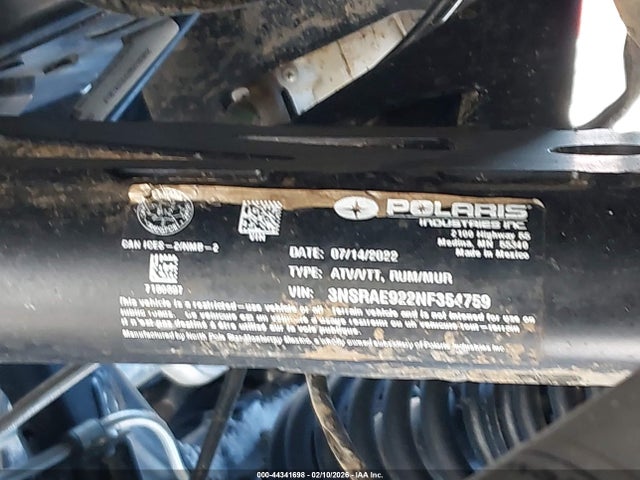 2022 POLARIS RZR 3NSRAE922NF354759 Photo 9