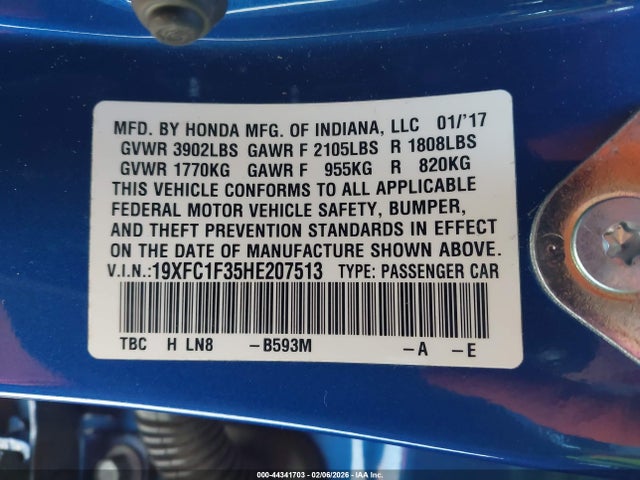 19XFC1F35HE207513 Honda Civic Ex-t