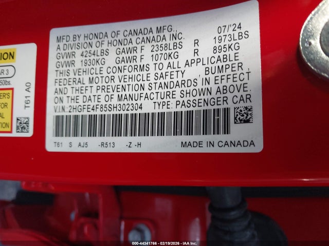 2025 HONDA CIVIC HYBRID 2HGFE4F85SH302304 Photo 8