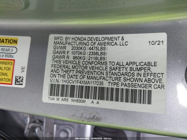 1HGCV1F4XMA117035 Honda Accord Sport Special Edition