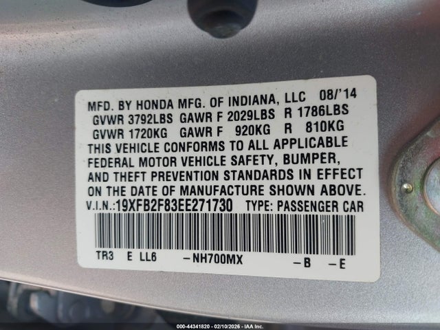 Honda CIVIC EX 2014 19XFB2F83EE271730 Image 9