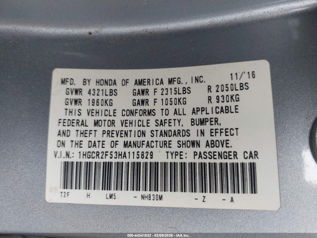 1HGCR2F53HA115829 Honda Accord Sport