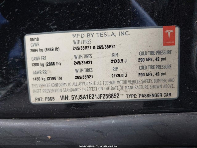2018 TESLA MODEL S 5YJSA1E21JF256852 Photo 8