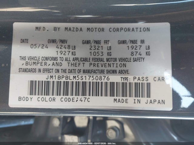 Aukcja sprzedaży 2025 Mazda Mazda3 2.5 S Carbon Edition, vin: JM1BPBLM5S1750876, numer aukcji: 44341855