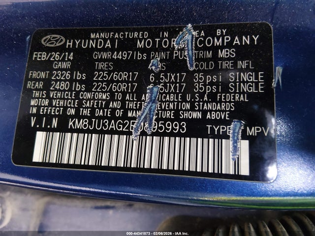 Hyundai TUCSON SE 2014 KM8JU3AG2EU895993 Image 9
