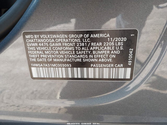 2021 VOLKSWAGEN PASSAT 1VWSA7A31MC003093 Photo 8