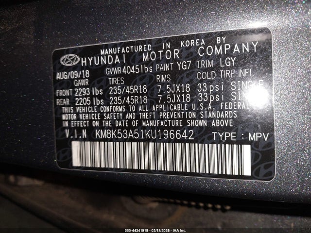 2019 HYUNDAI KONA KM8K53A51KU196642 Photo 8