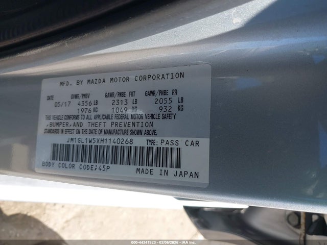44341920 :رقم المزاد ، JM1GL1W5XH1140268 vin ، 2017 Mazda Mazda6 Grand Touring مزاد بيع
