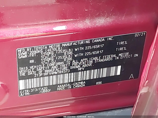 Toyota Rav4 Xle 2021 2T3P1RFV4MW184573 Image 9