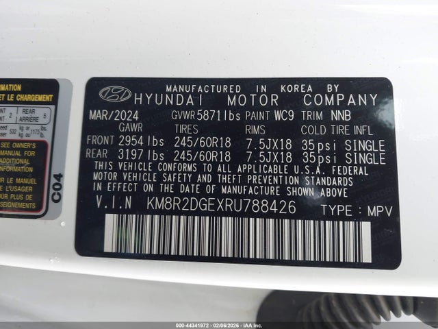 Hyundai Palisade Sel 2024 KM8R2DGEXRU788426 Image 9