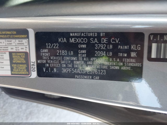 3KPF54AD3PE576123 KIA Forte Gt-line