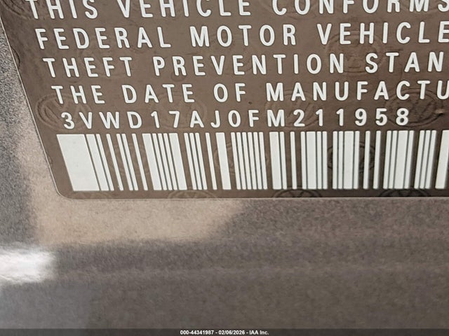 3VWD17AJ0FM211958 Volkswagen Jetta 1.8t Sport