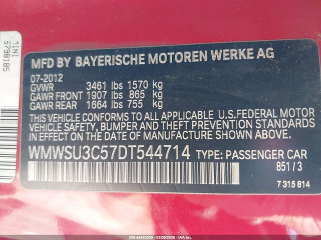 2013 MINI HARDTOP WMWSU3C57DT544714 Photo 8