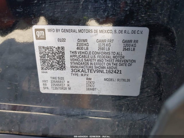 3GKALTEV9NL162421 GMC Terrain Awd Sle