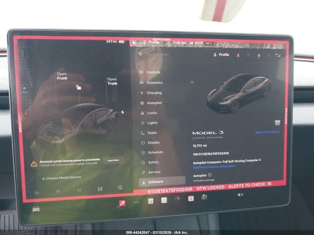 2025 Tesla Model 3 Long Range Rear-wheel Drive/standard Rear-wheel Drive მანქანა იყიდება აუქციონზე, vin: 5YJ3E1EA7SF032406, აუქციონის ნომერი: 44342047