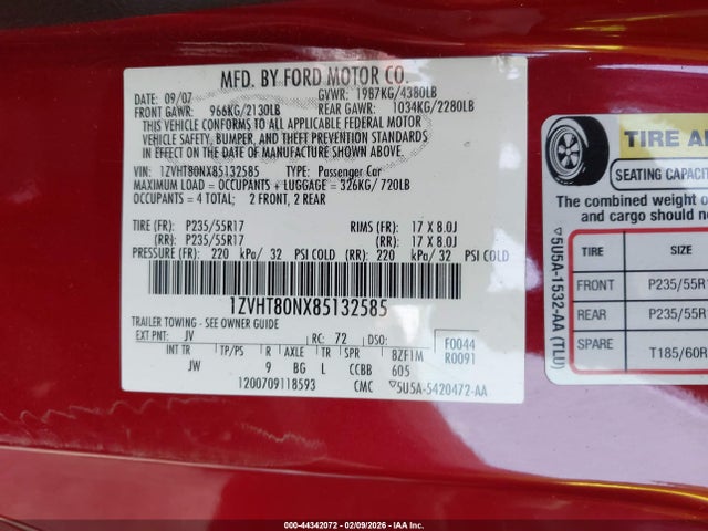 2008 FORD MUSTANG 1ZVHT80NX85132585 Photo 8