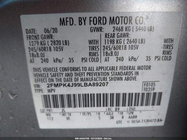 2020 FORD EDGE 2FMPK4J99LBA89207 Photo 8