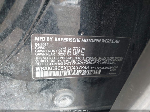Aukcja sprzedaży 2012 Bmw 750li Xdrive, vin: WBAKC8C5XCC437848, numer aukcji: 44342125