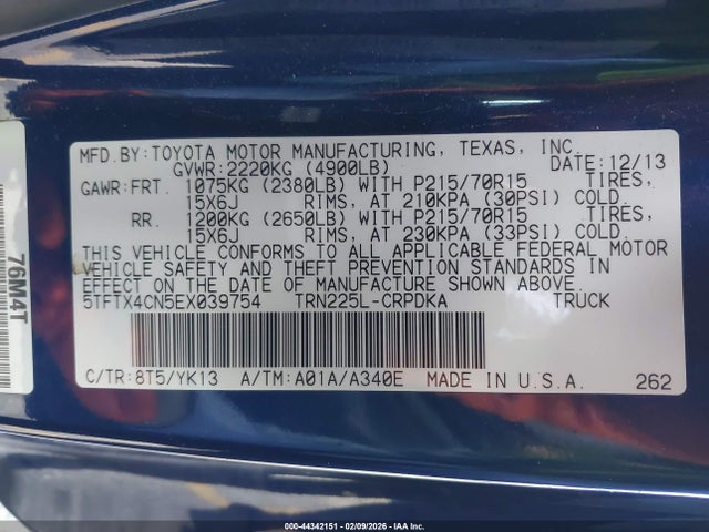 5TFTX4CN5EX039754 Toyota Tacoma
