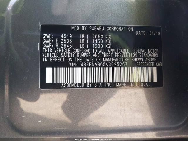 4S3BNAS65K3025267 Subaru Legacy 2.5i Sport