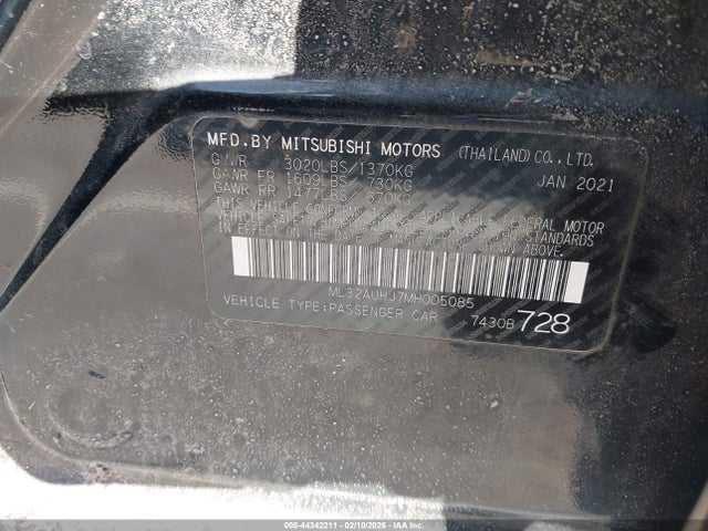 Продаж на аукціоні авто 2021 Mitsubishi Mirage, vin: ML32AUHJ7MH005085, номер лоту: 44342211