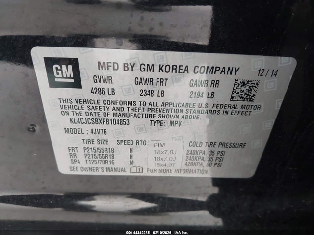 2015 BUICK ENCORE KL4CJCSBXFB104853 Photo 8