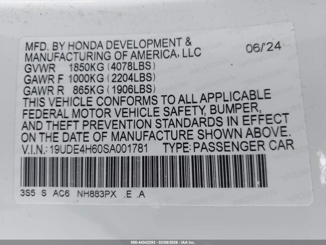 19UDE4H60SA001781 Acura Integra A-spec Technology