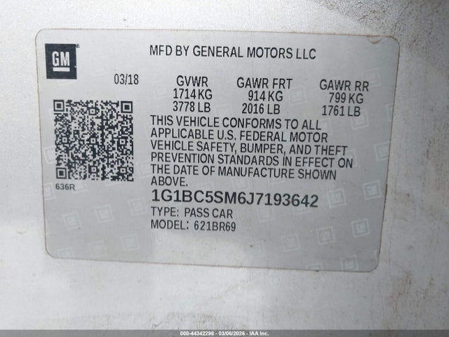 Chevrolet Cruze Ls Auto 2018 1G1BC5SM6J7193642 Image 9