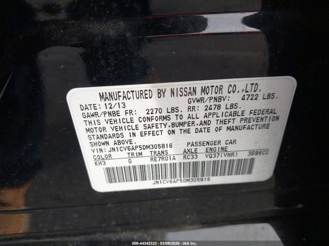 Продажа на аукционе авто 2013 Infiniti G37 Journey, vin: JN1CV6AP5DM305816, номер лота: 44342322