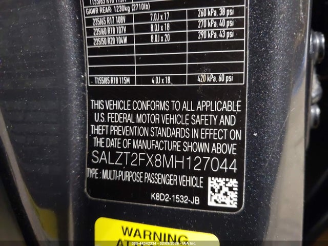 2021 LAND ROVER RANGE ROVER EVOQUE SALZT2FX8MH127044 Photo 8