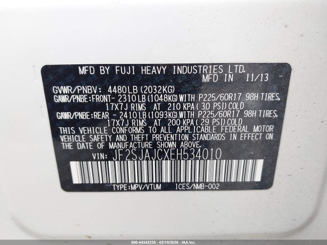 JF2SJAJCXEH534010 Subaru Forester 2.5i Limited