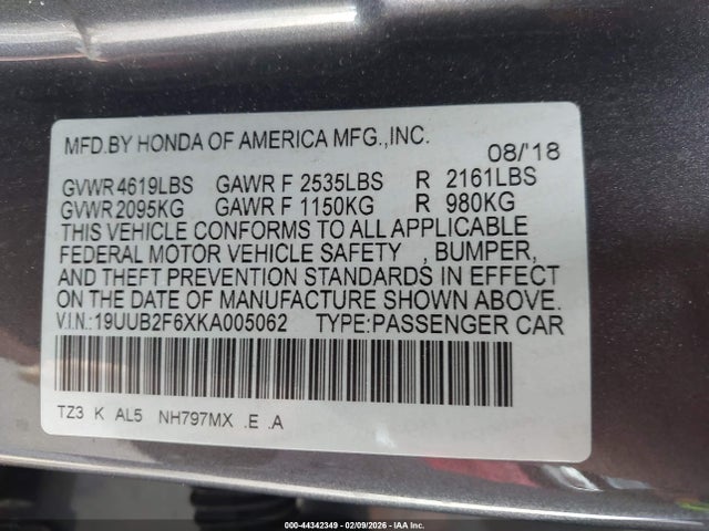 19UUB2F6XKA005062 Acura Tlx Tech A-spec Pkgs