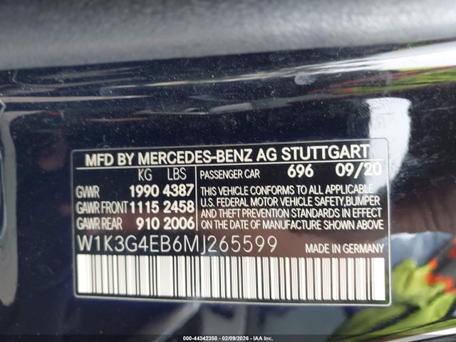 W1K3G4EB6MJ265599 Mercedes-Benz A 220