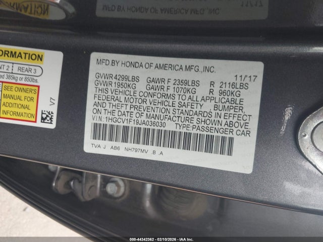 1HGCV1F19JA036030 Honda ACCORD LX