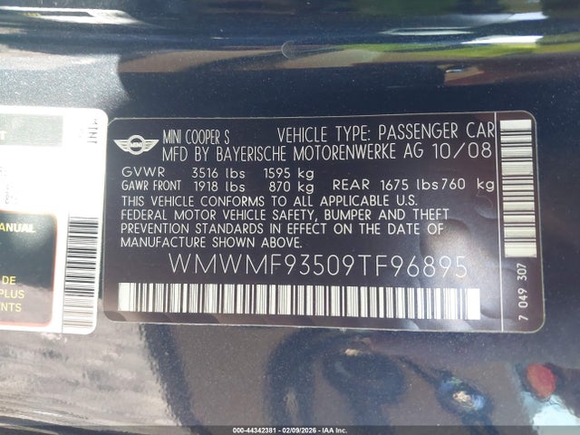 2009 MINI JOHN COOPER WORKS WMWMF93509TF96895 Photo 8