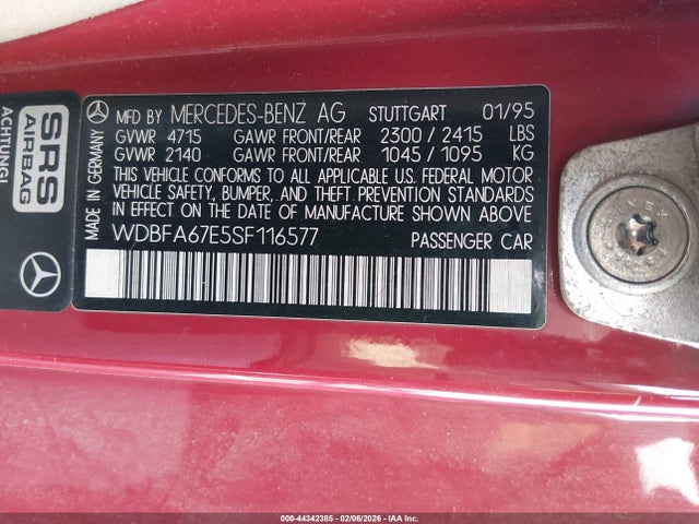 1995 MERCEDES-BENZ SL WDBFA67E5SF116577 Photo 8