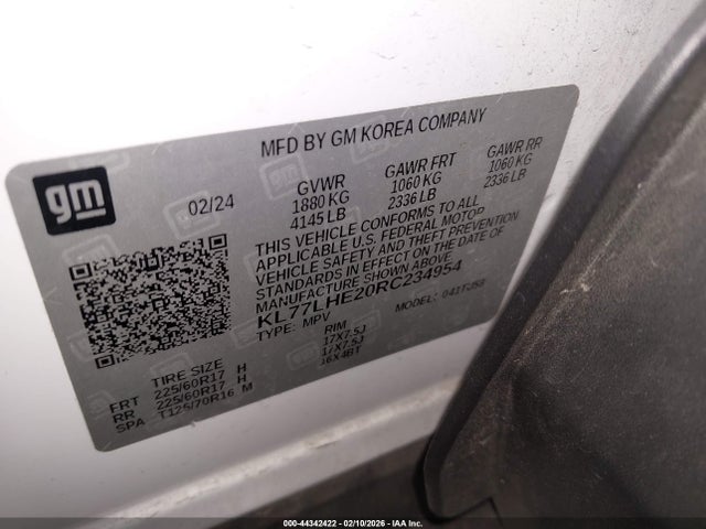 KL77LHE20RC234954 Chevrolet Trax Fwd Lt