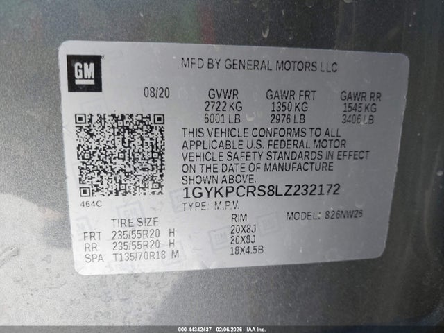 1GYKPCRS8LZ232172 Cadillac Xt6 Fwd Premium Luxury