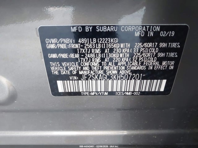 Subaru Forester Premium 2019 JF2SKAGC3KH507201 Image 9