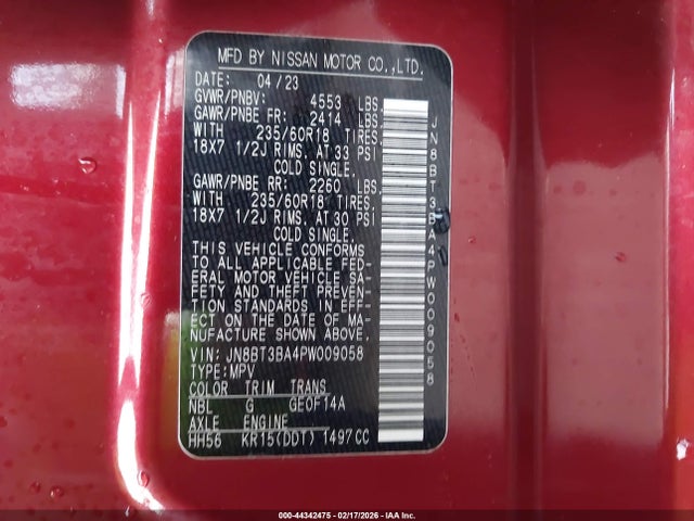 JN8BT3BA4PW009058 Nissan Rogue Sv Fwd