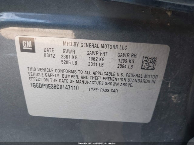 Продажа на аукционе авто 2012 Cadillac Cts Premium, vin: 1G6DP8E38C0147110, номер лота: 44342483