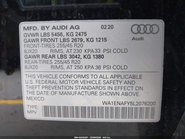 2020 AUDI Q5 WA1ENAFY5L2076200 Photo 8