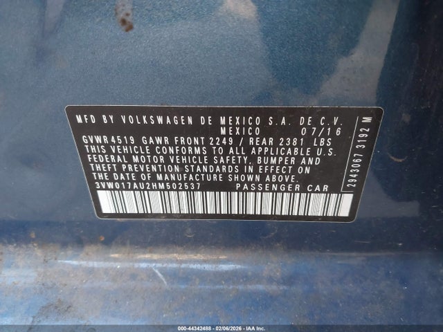 3VW017AU2HM502537 Volkswagen Golf Sportwagen Tsi S